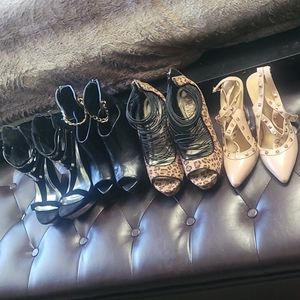 2 Sets of 3 inch heels,  and 2 of Platforms